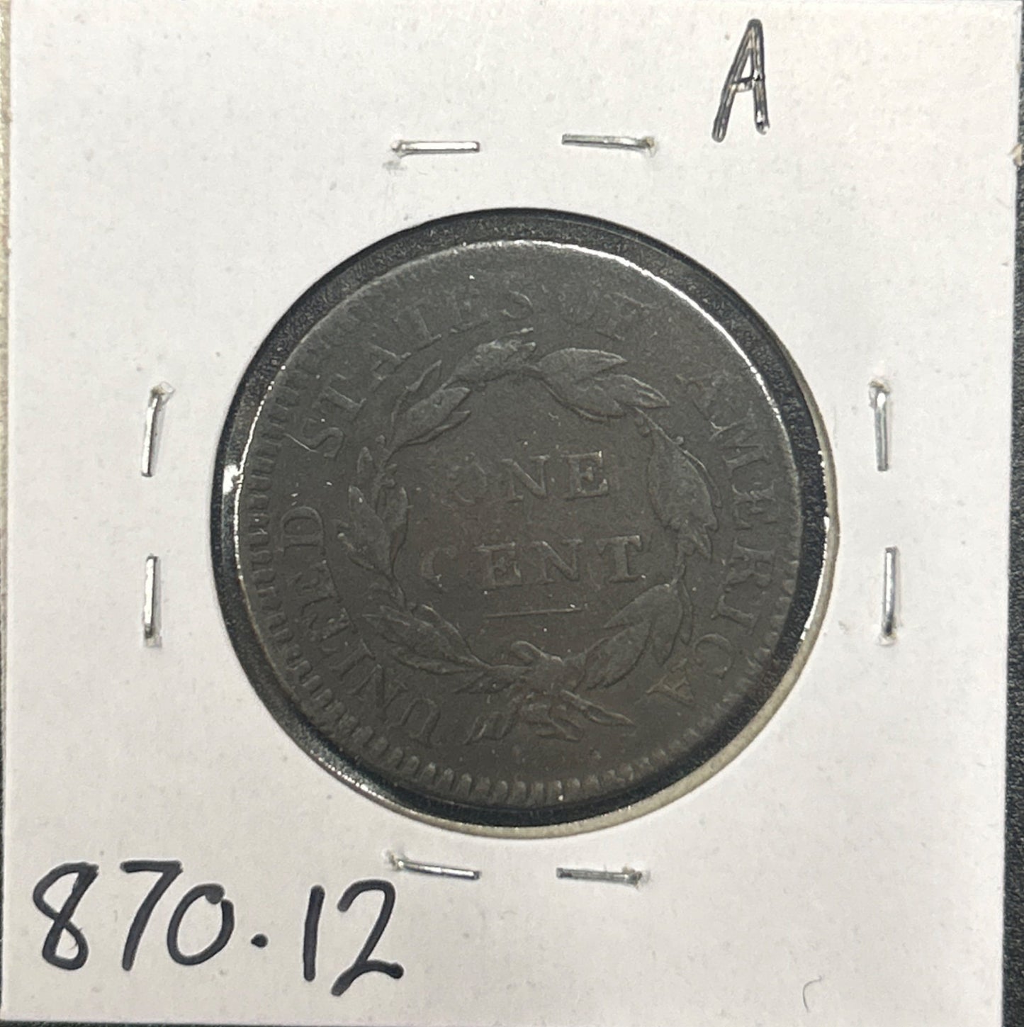1816 Coronet head cent F-12 870.12 — Reverse