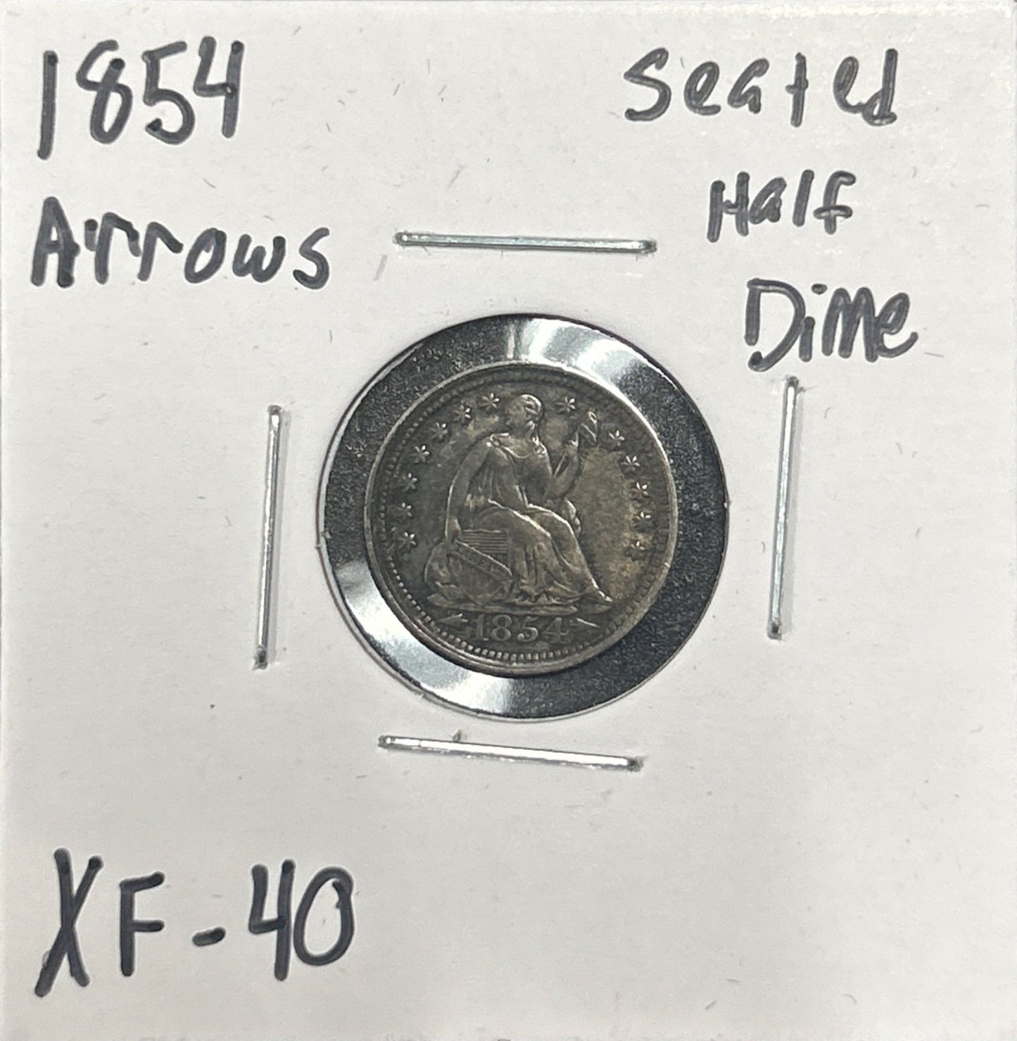 1854 Arrows Seated half dime XF-40 3780.40 — Obverse