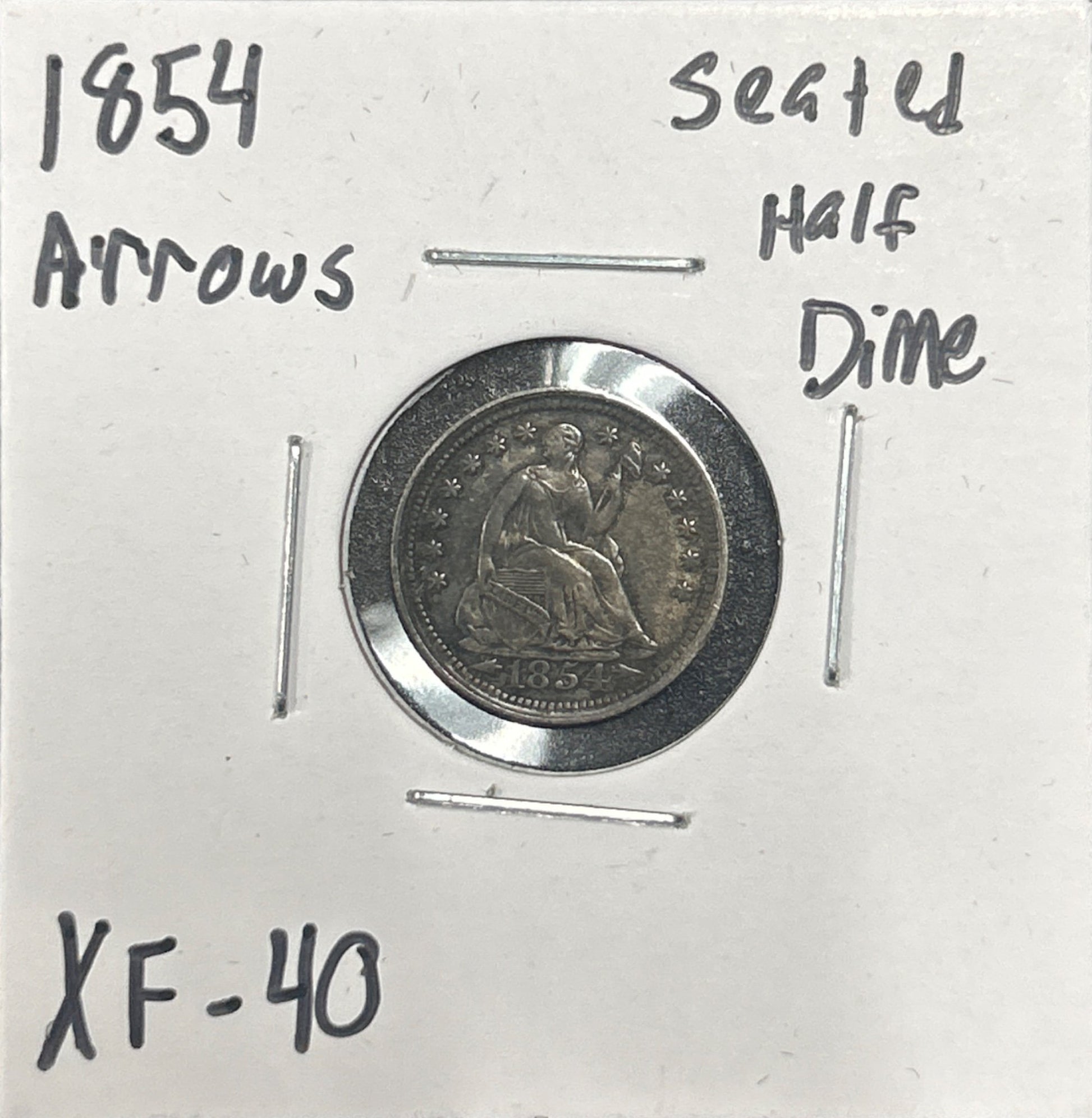 1854 Arrows Seated half dime XF-40 3780.40 — Obverse