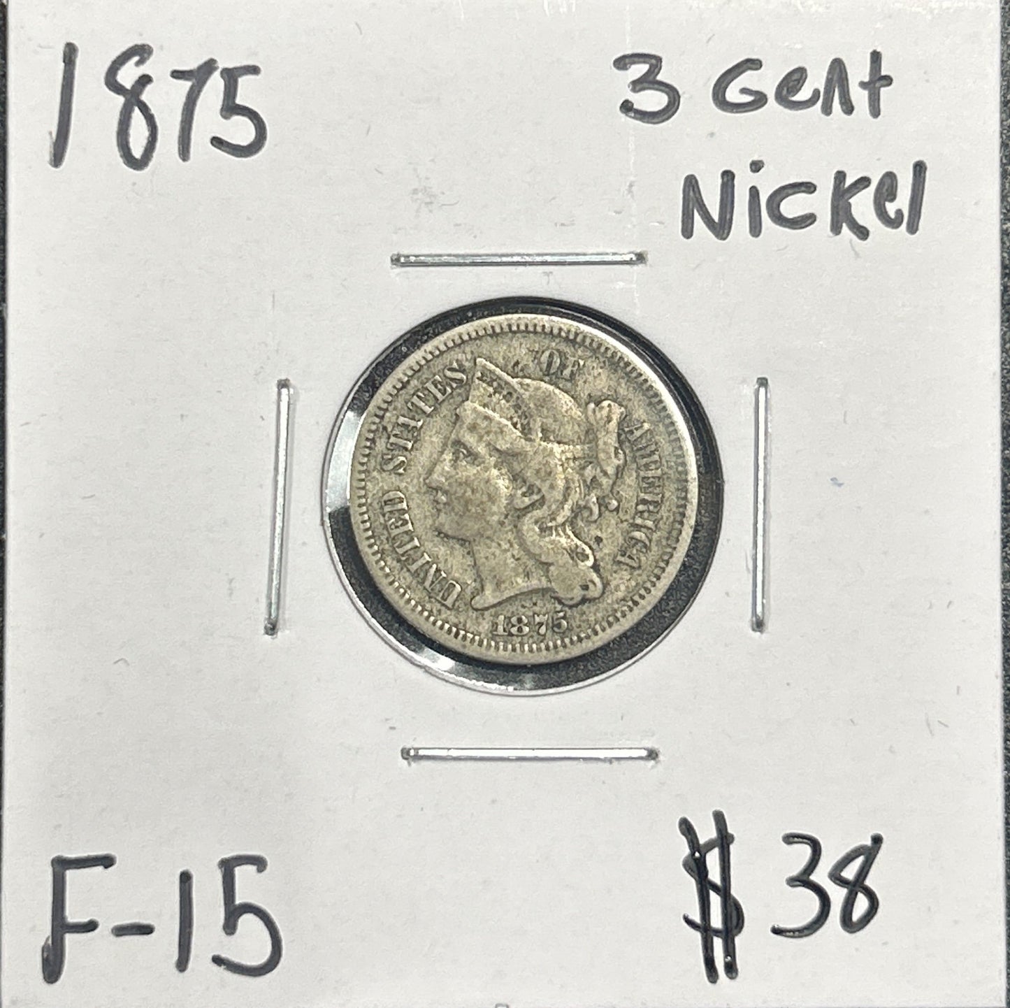 1875 3 Cent nickel F-15 2778.15 — Obverse