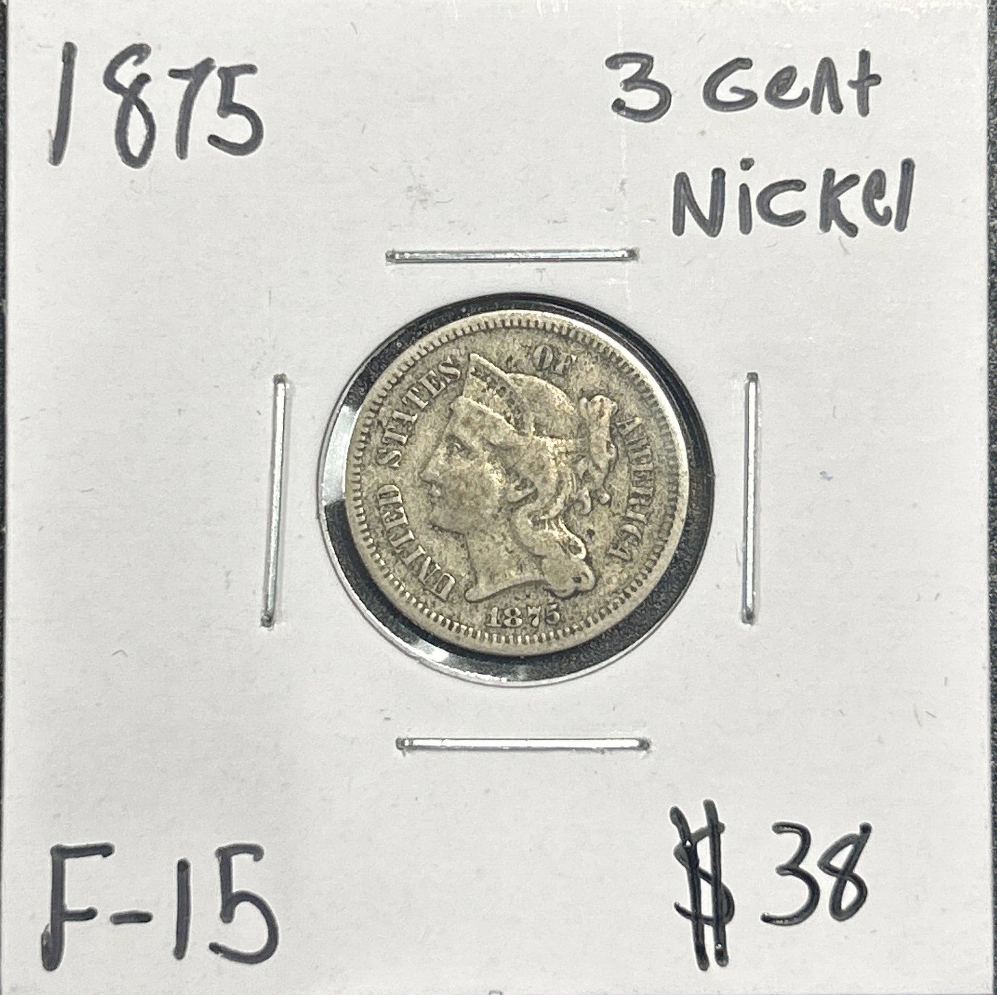 1875 3 Cent nickel F-15 2778.15 — Obverse