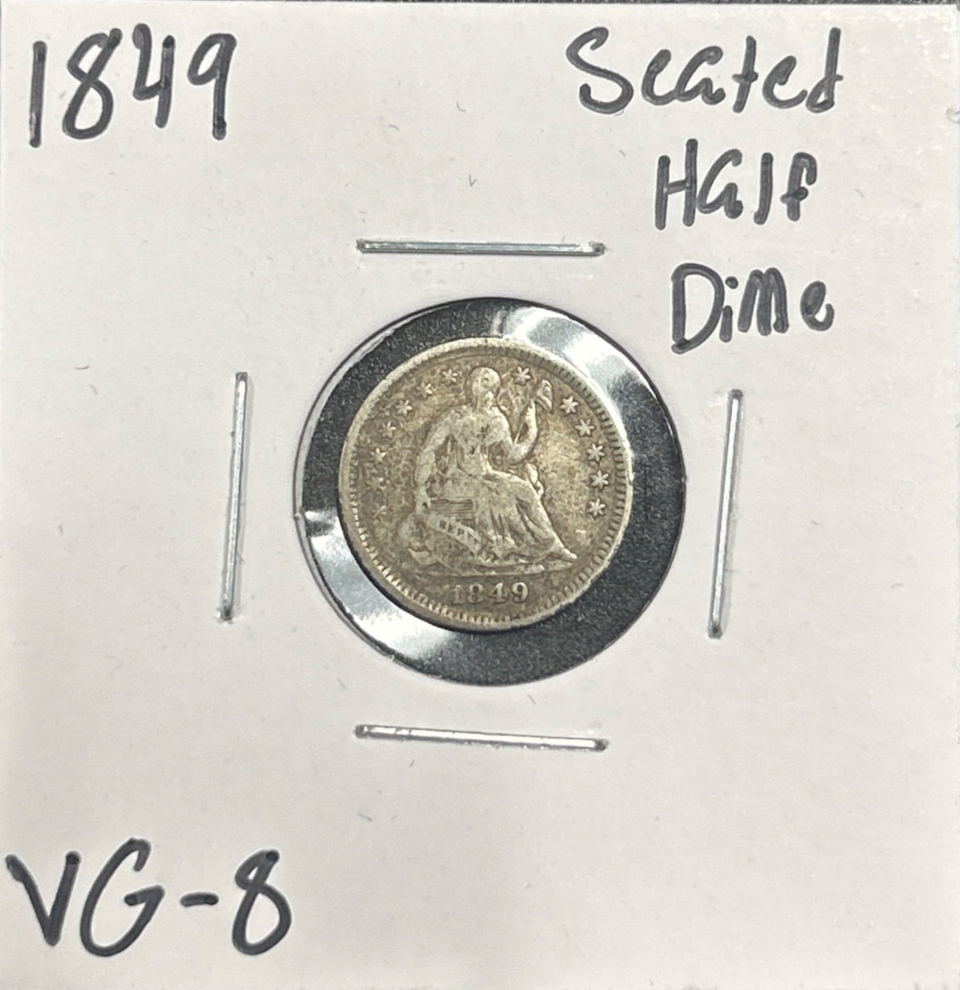 1849 Seated half dime VG-8 3774.8 — Obverse
