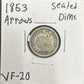 1853 Arrows Seated dime VF-20 4045.20 — Obverse