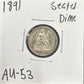 1891 Seated dime AU-53 4087.53 — Obverse