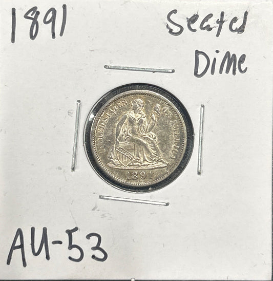 1891 Seated dime AU-53 4087.53 — Obverse