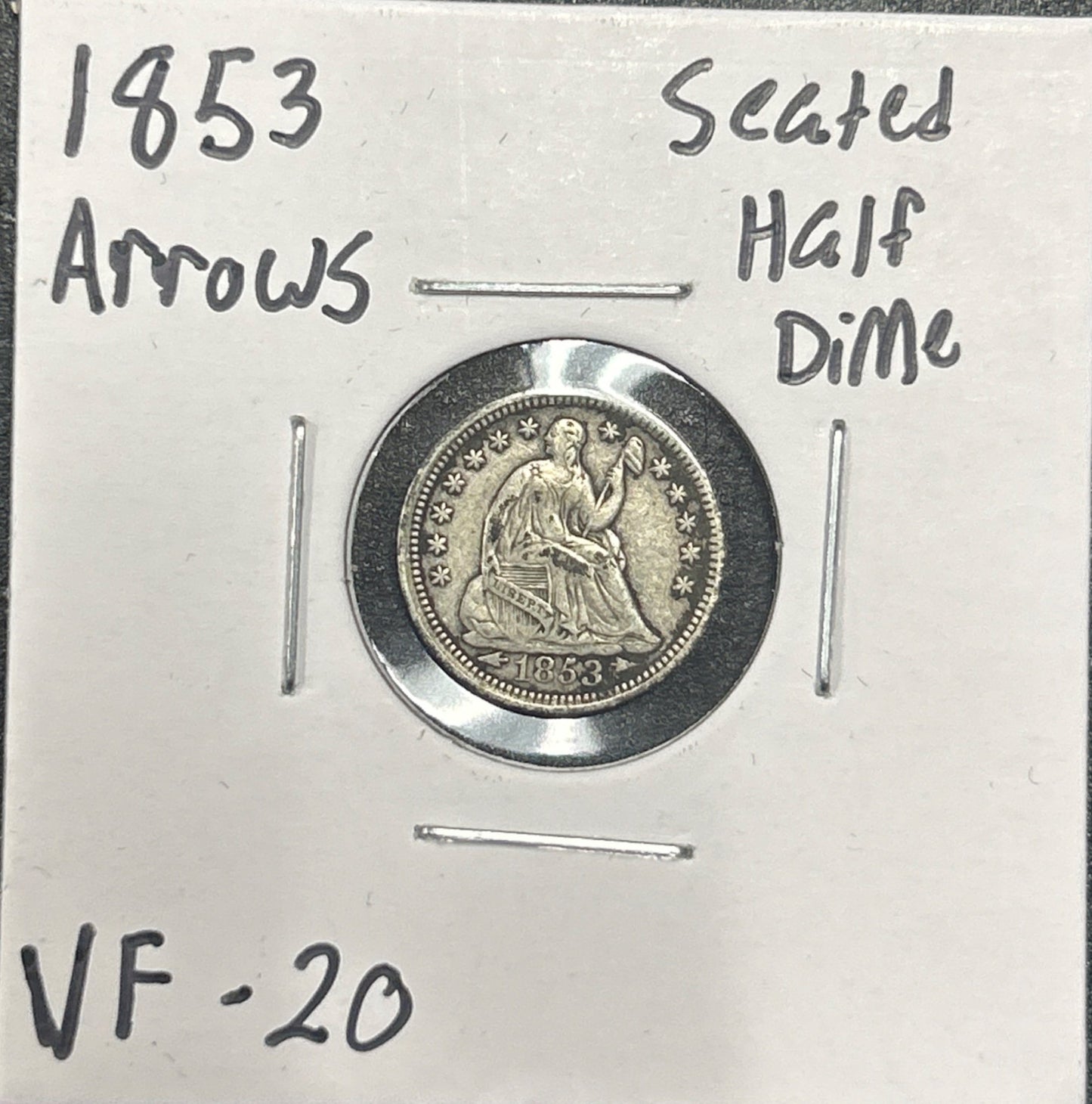 1853 Arrows Seated half dime VF-20 3779.20 — Obverse