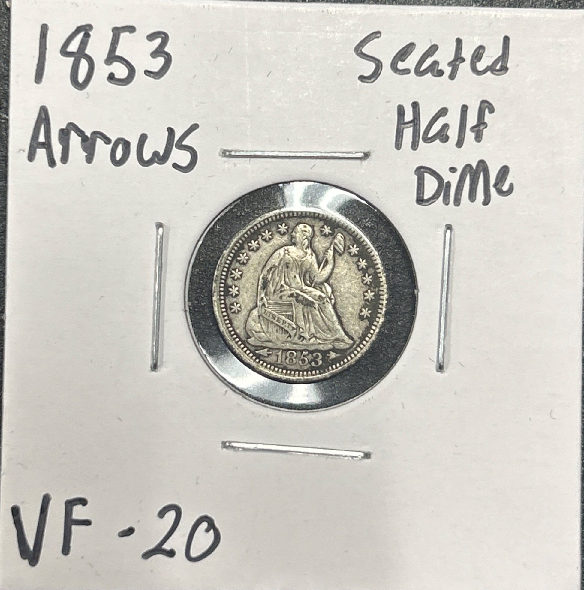 1853 Arrows Seated half dime VF-20 3779.20 — Obverse