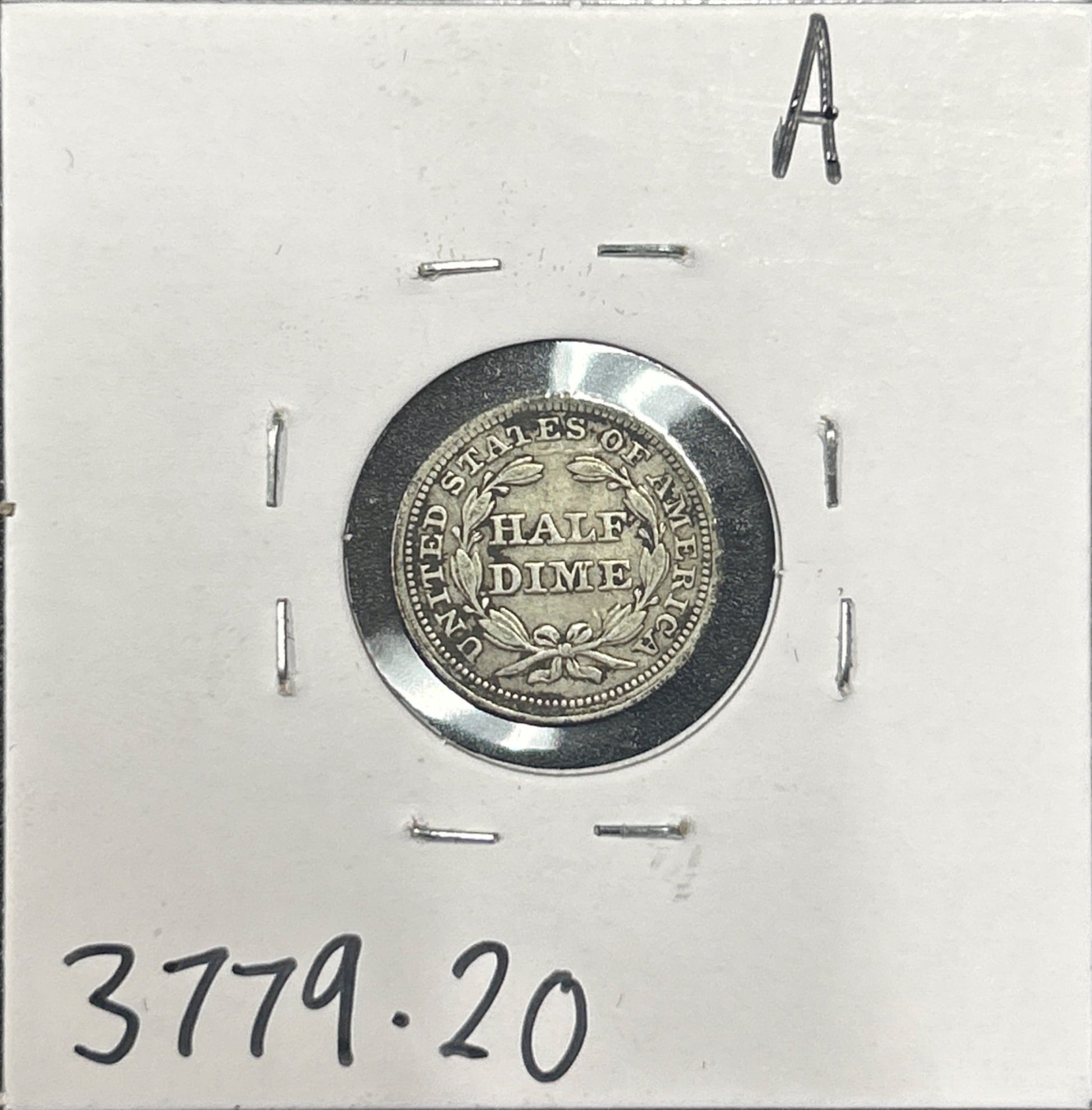 1853 Arrows Seated half dime VF-20 3779.20 — Reverse