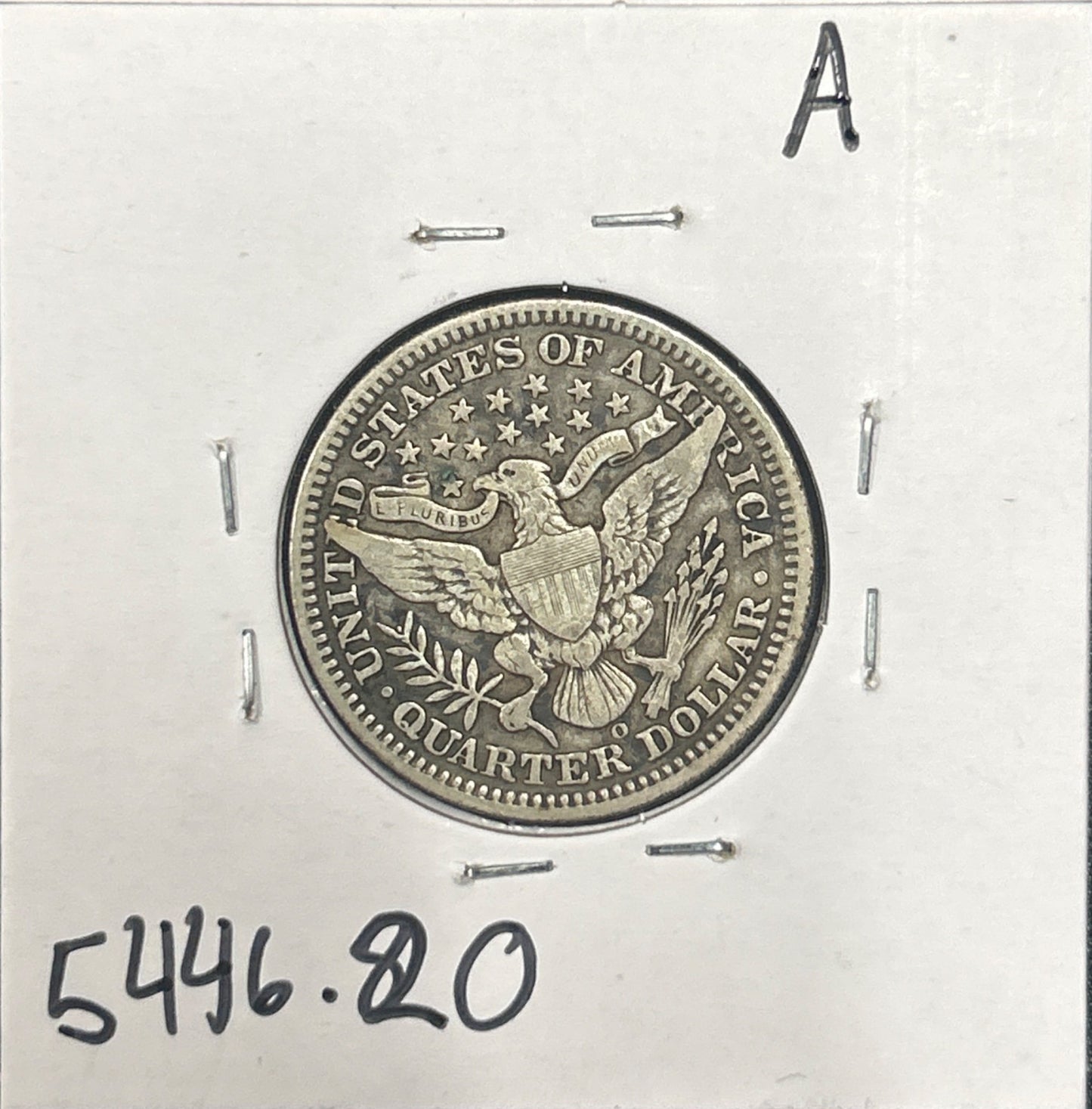 1908-O Barber quarter VF-20 5446.20 — Reverse