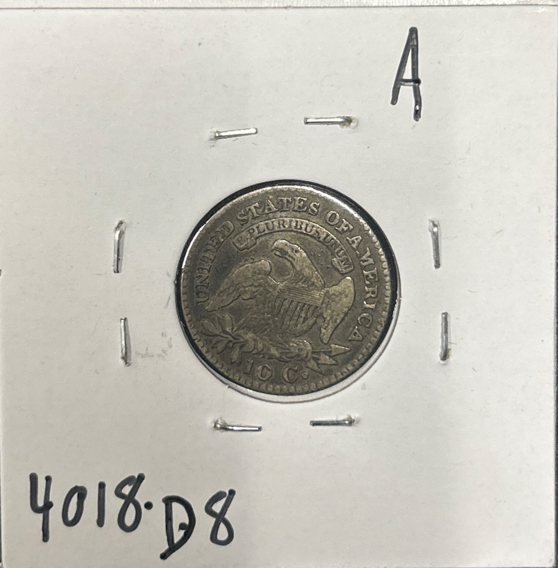 1823 3 over 2 LG E Capped bust dime DVG-8 4018.D8 — Reverse