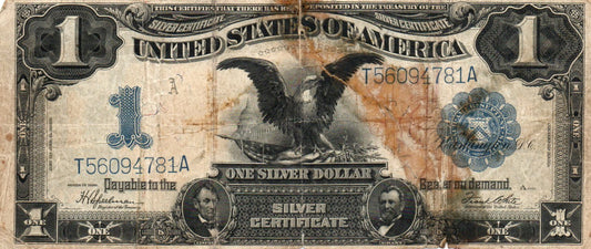1899 $1 Silver Certificate Fr. 236 “Black Eagle” Large Size Currency – Speelman–White Tape On Note 60409.D8 VRER — Obverse
