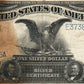 1899 $1 Silver Certificate Fr. 235 “Black Eagle” Large Size Currency – Elliott–White - Dark Stain TAW2 — Obverse