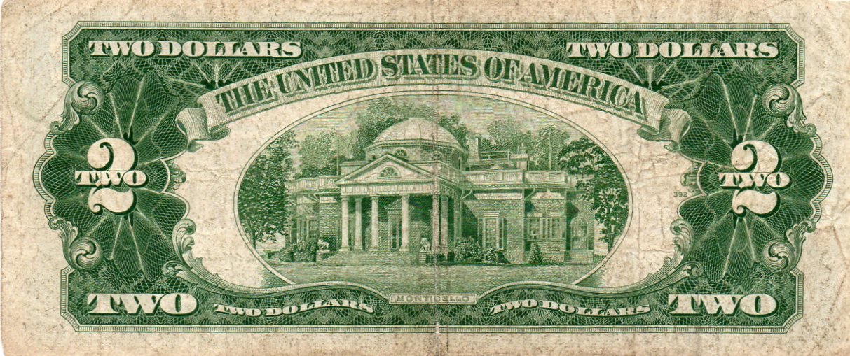 1953 $2 Legal Tender Star Replacement Note Fr. 1509* – Red Seal Currency - Pencil And Ink On Obverse 2HAJ — Reverse