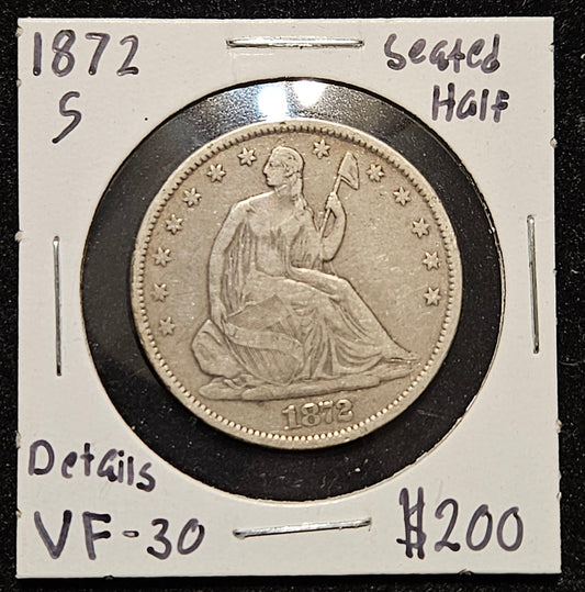 1872-S Seated Liberty Half Dollar VF30 Details 6362.30-A — Obverse