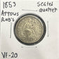 1853 Arrows/Ray’s Seated Quarter 5124.20-A — Obverse
