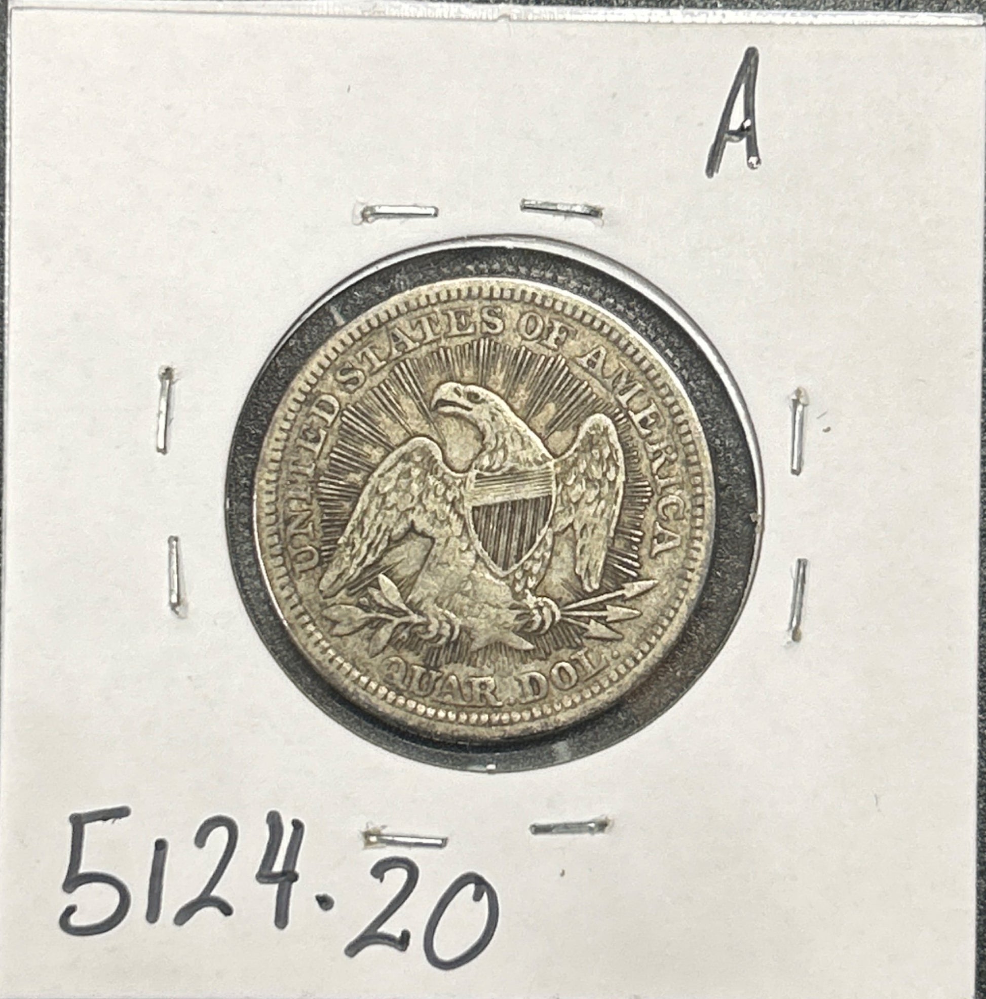 1853 Arrows/Ray’s Seated Quarter 5124.20-A — Reverse