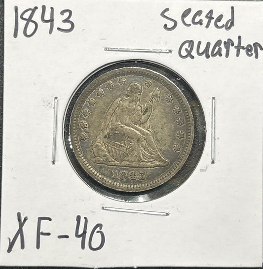 1843 Seated Quarter XF-40 5113.40-A — Obverse