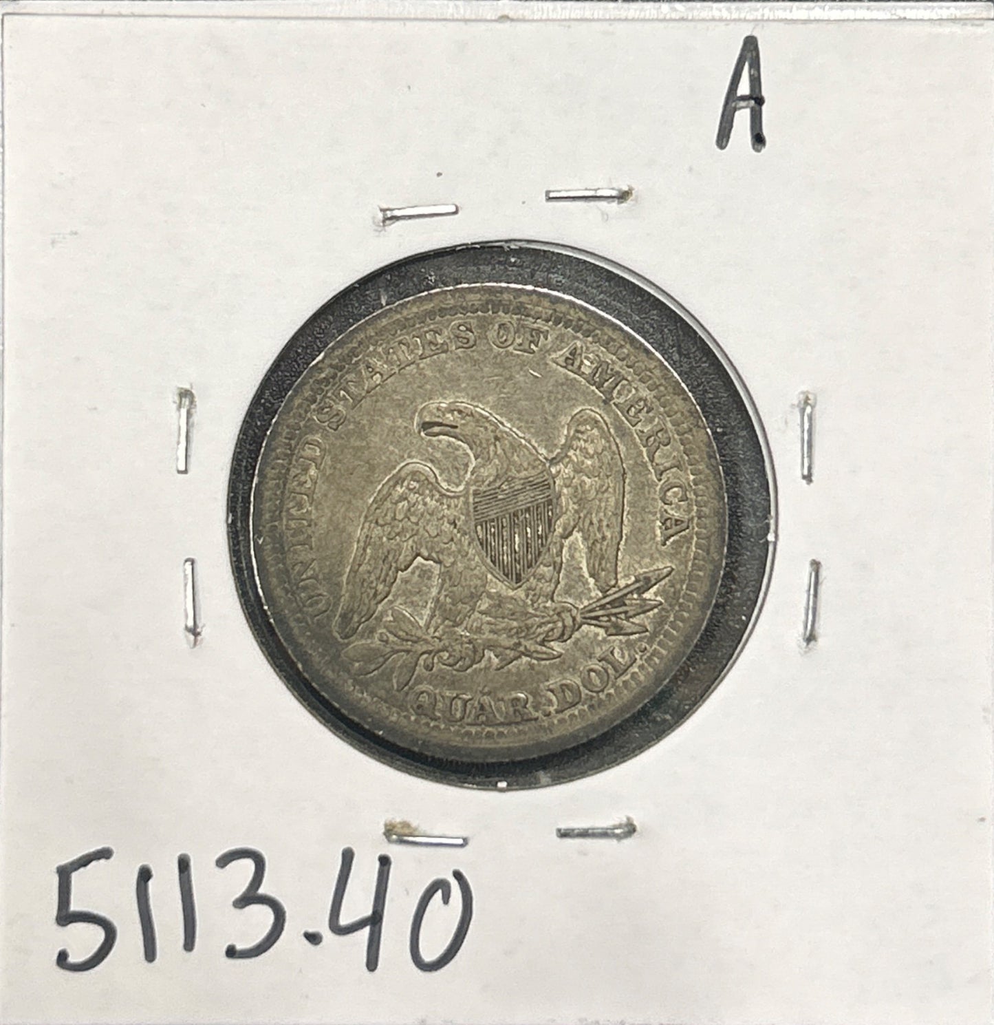 1843 Seated Quarter XF-40 5113.40-A — Reverse
