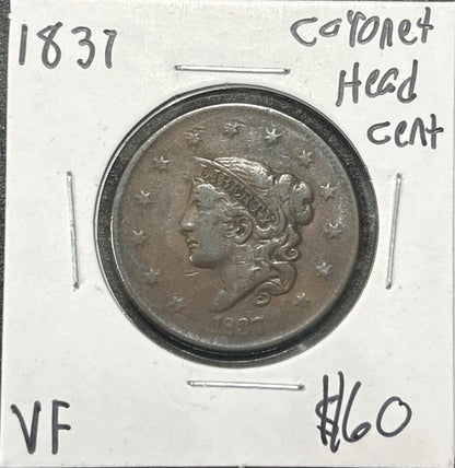 1837 Coronet Head Cent 1036.D20-A — Obverse