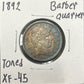 1892 Barber Quarter XF-45 5388.45-A — Obverse