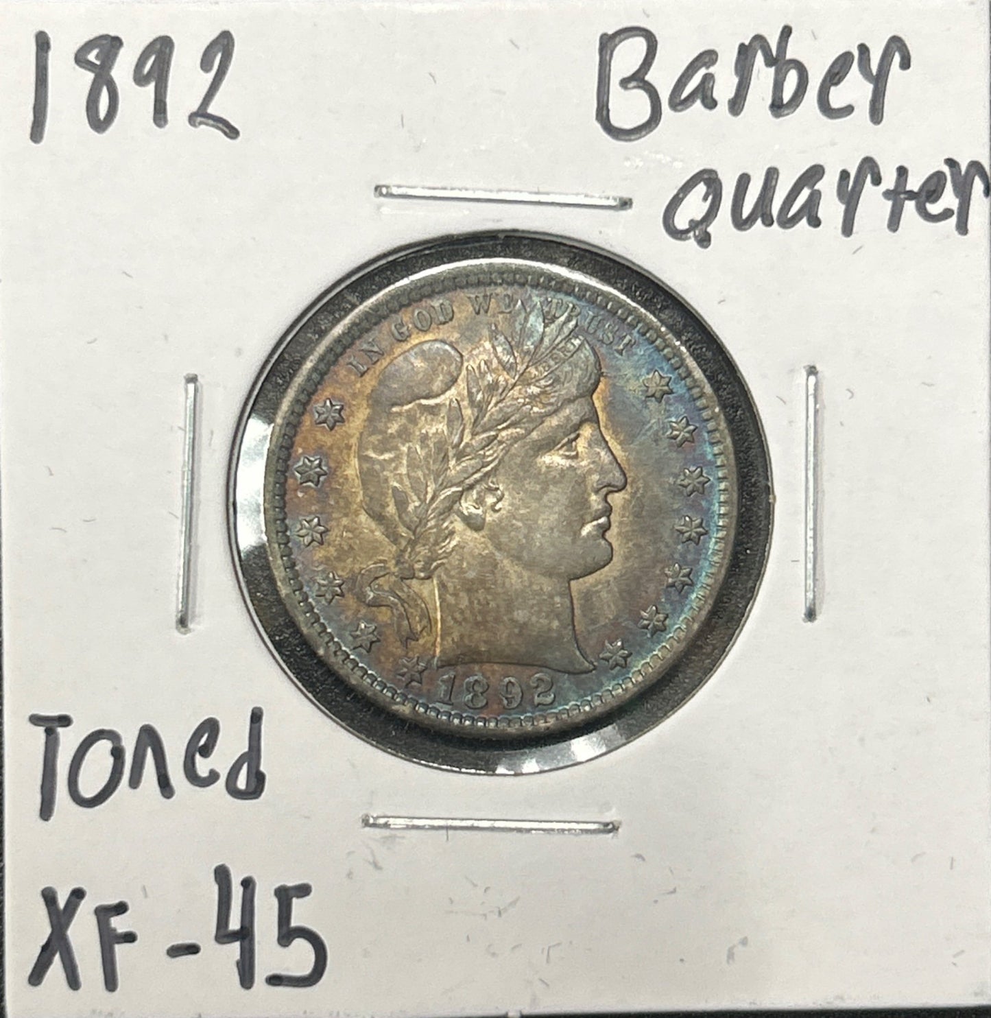 1892 Barber Quarter XF-45 5388.45-A — Obverse