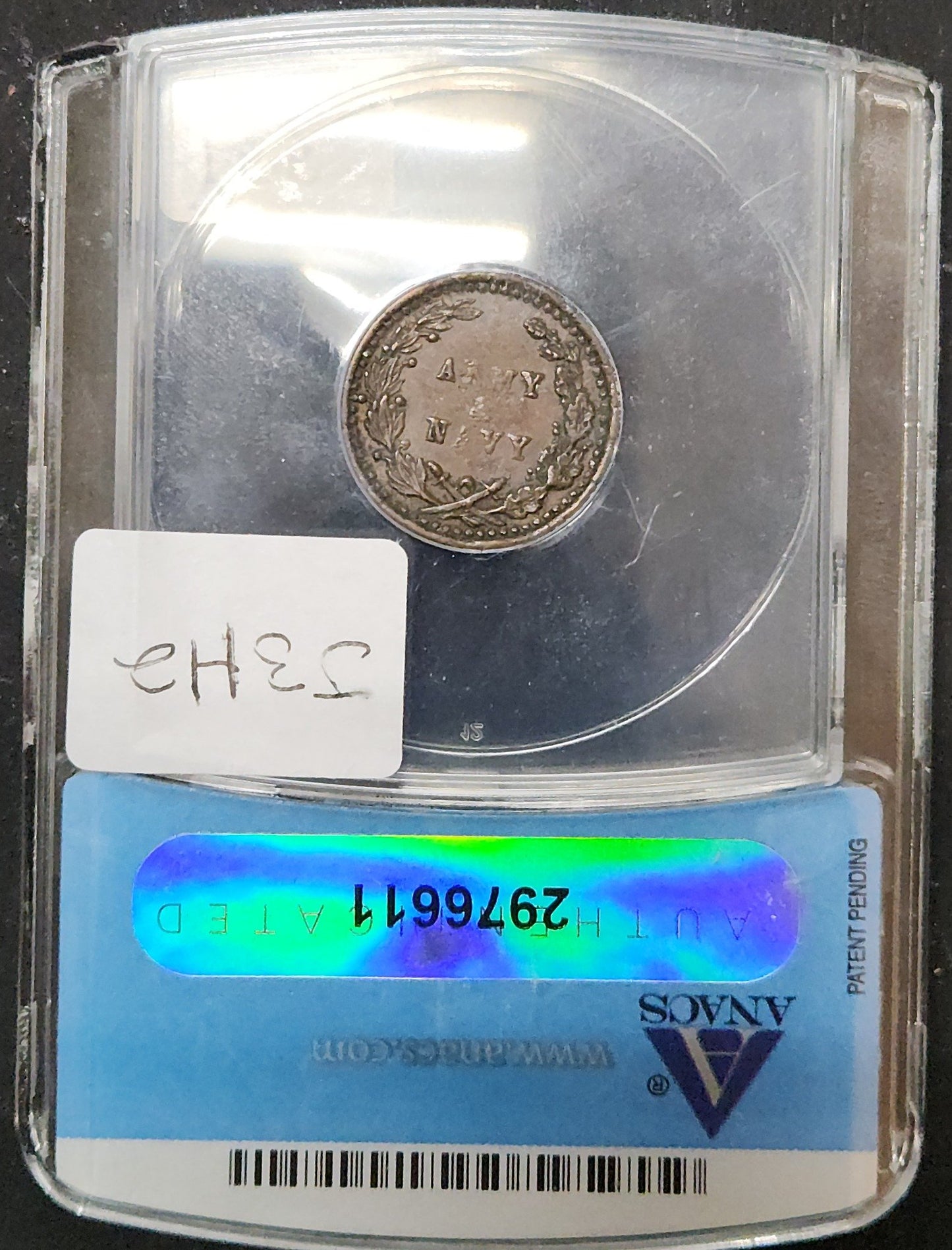 1863 Token Patriotic AU 50 ANACS J3H2 — Reverse