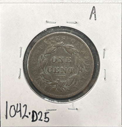 1838 Coronet Head Cent 1042.D25-A — Reverse