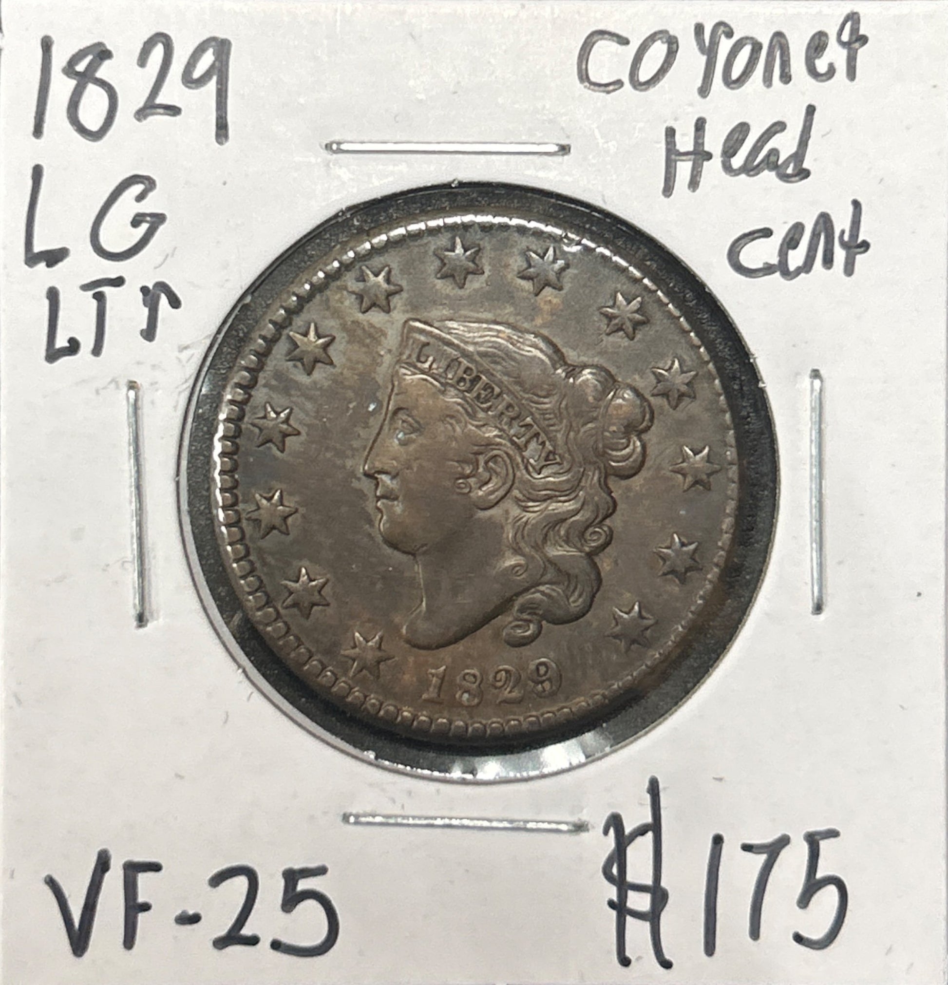 1829 Lg Ltr Coronet Head Cent 955.25-A — Obverse