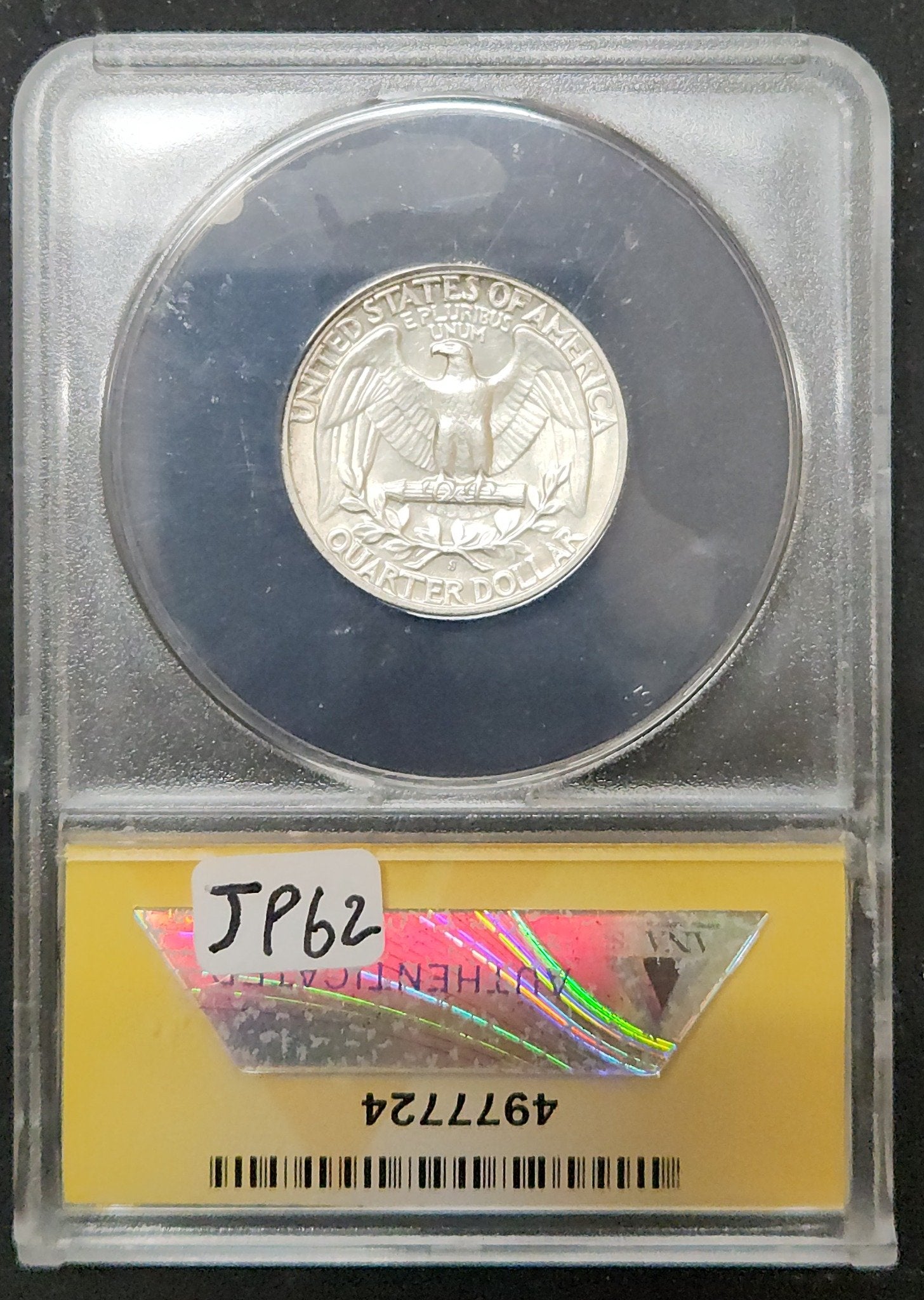 1945 S Washington Quarter Double Die Obverse Die 2 AU 50 ANACS 326578.50-00582950049777241000 — Reverse