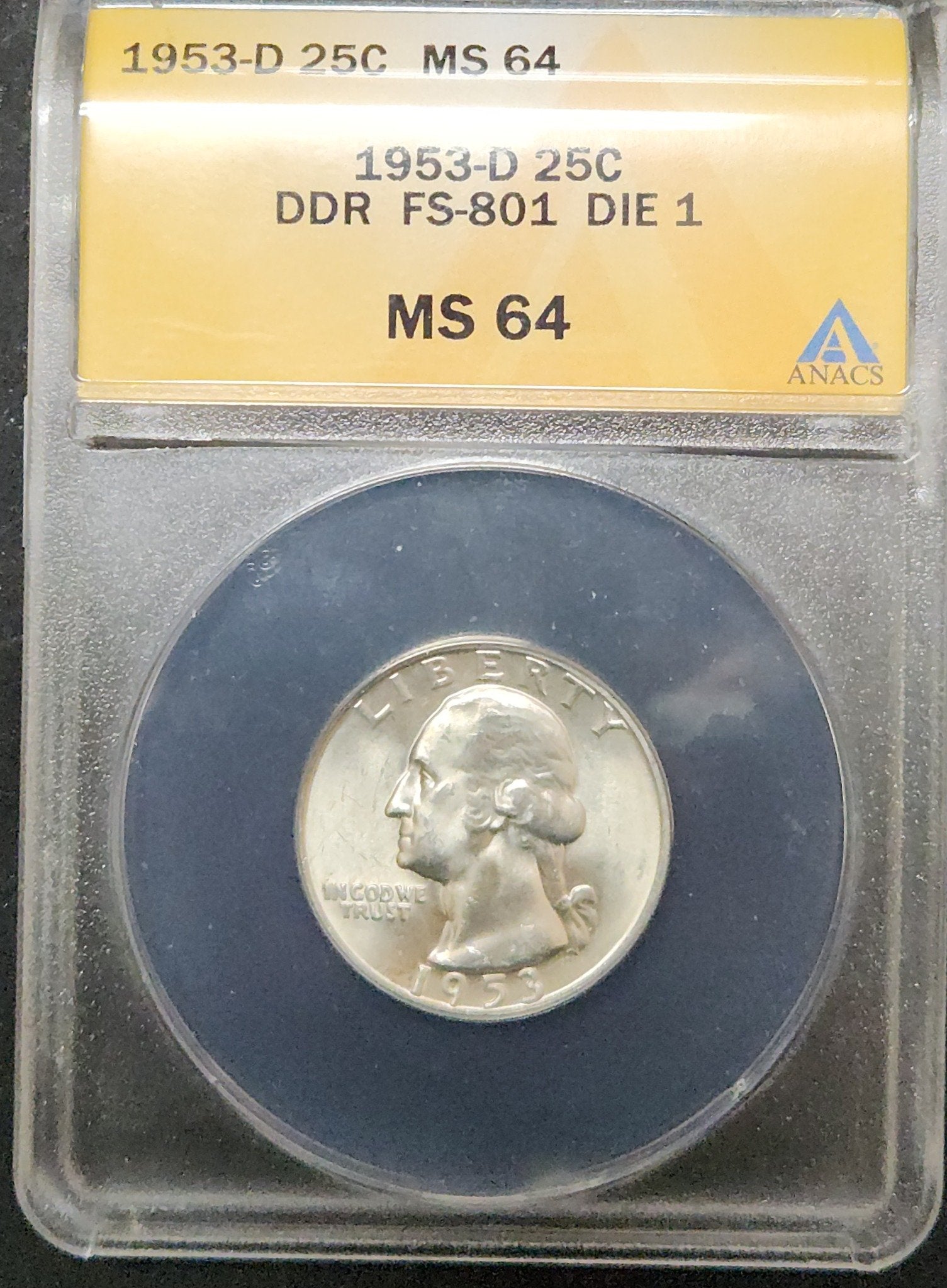 1953 D Washington Quarter Double Die Reverse FS-801 Die 1 MS 64 285865.64-00585364043570941000 — Obverse