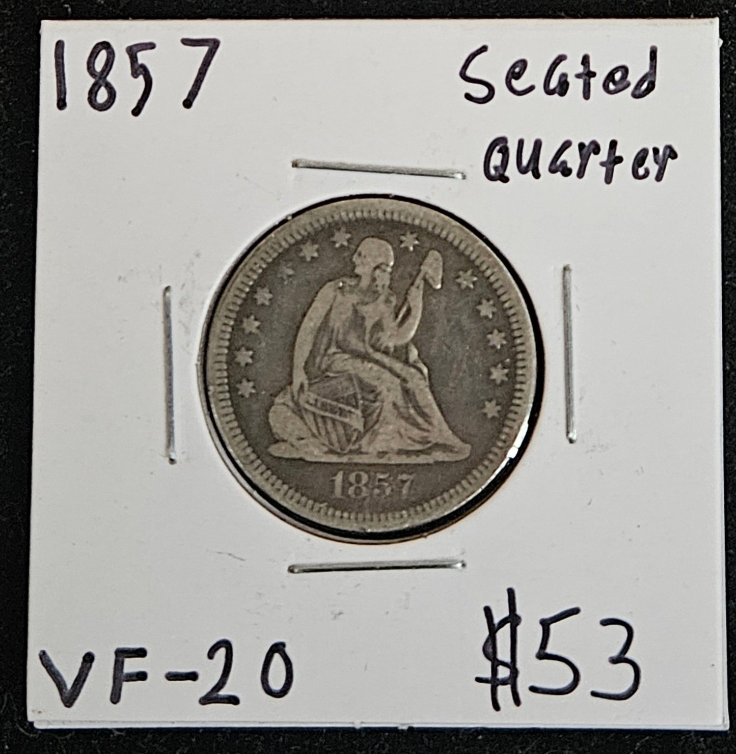 1857 Seated Liberty Quarter VF20 5128.20-A — Obverse