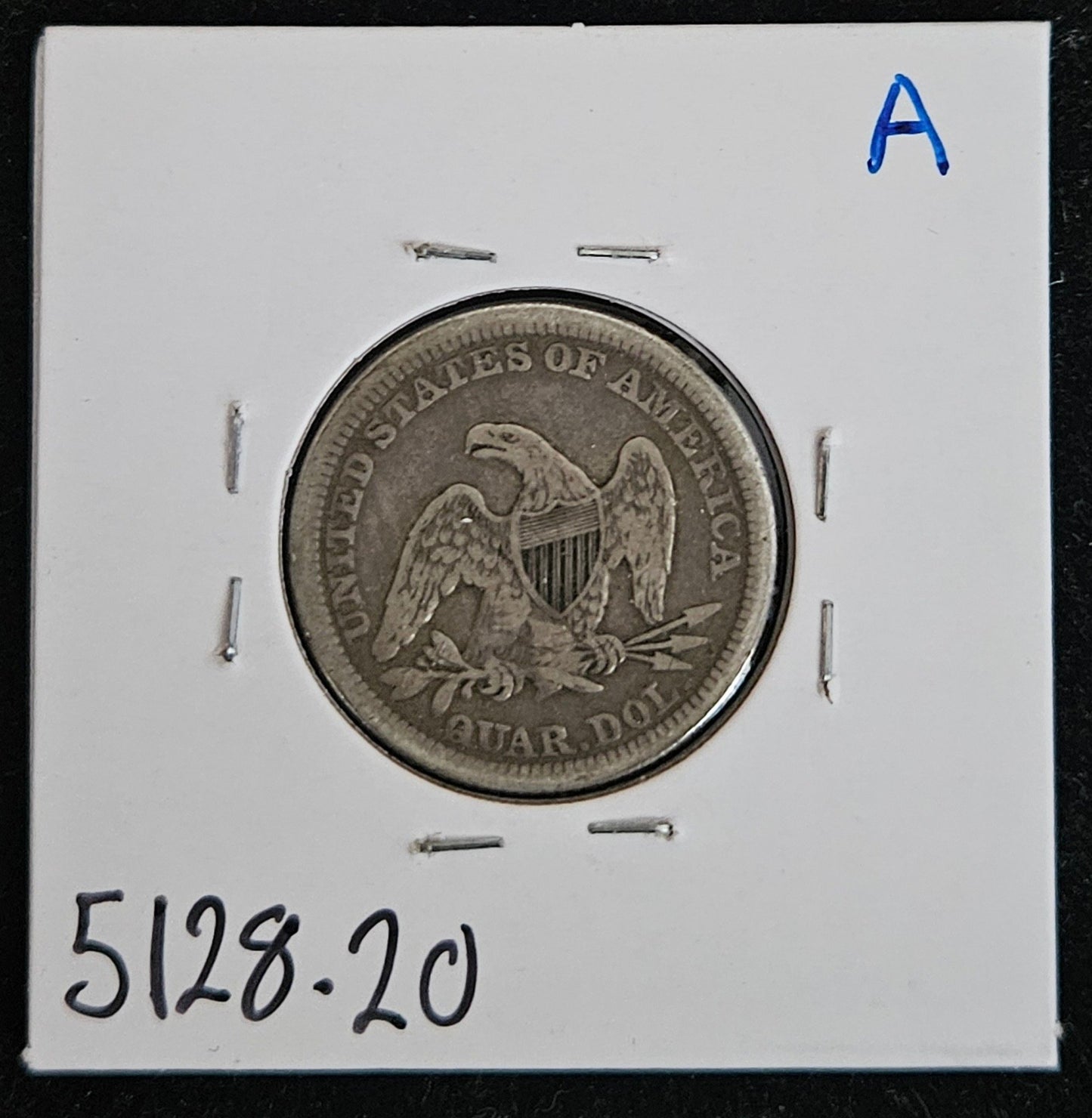 1857 Seated Liberty Quarter VF20 5128.20-A — Reverse
