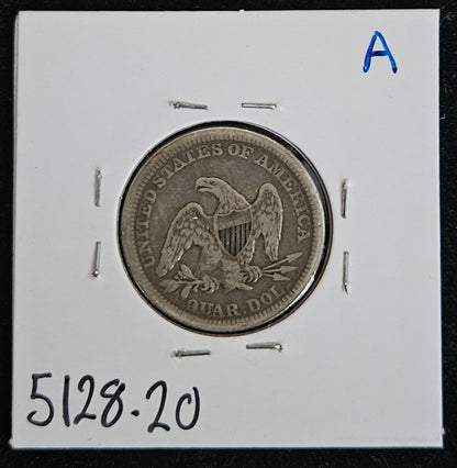 1857 Seated Liberty Quarter VF20 5128.20-A — Reverse