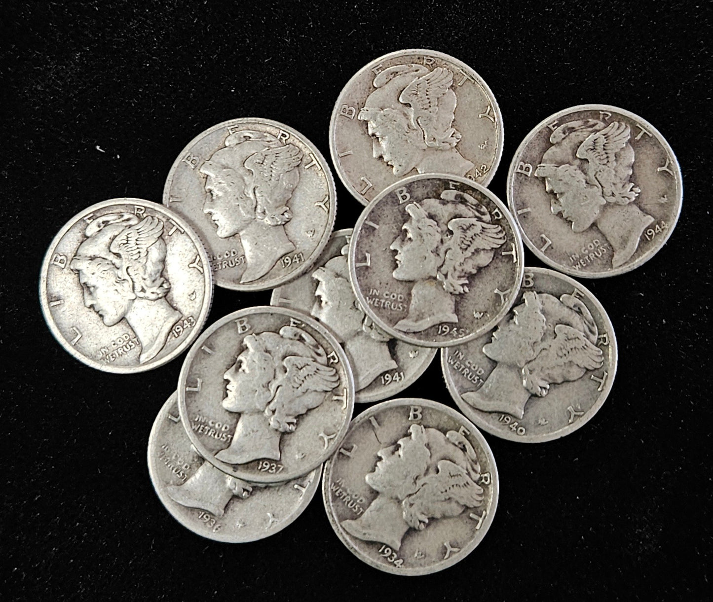 90% Silver Mercury Dimes $1 Face Value Average Circulation 5HYV — Obverse