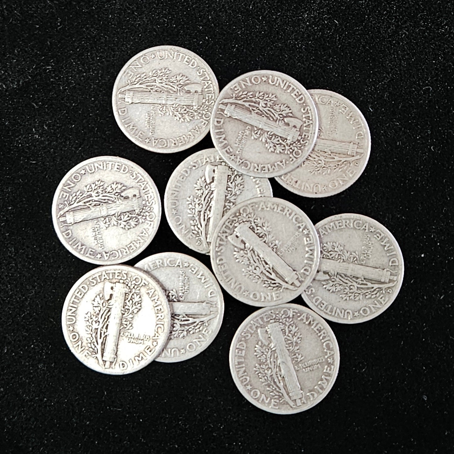 90% Silver Mercury Dimes $1 Face Value Average Circulation 5HYV — Reverse