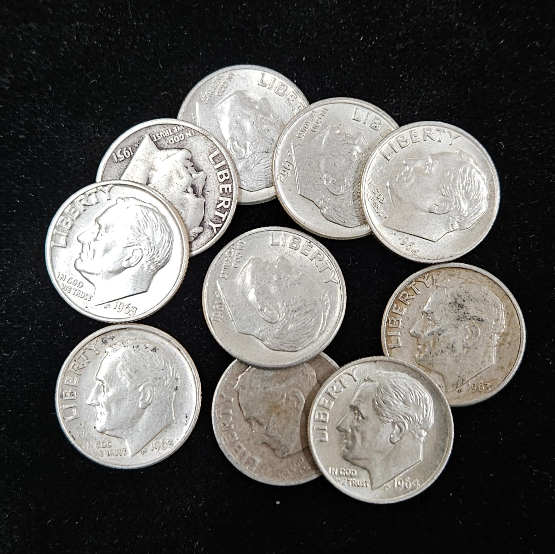 90% Silver Roosevelt Dimes $1 Face Value Average Circulation HCM5 — Obverse