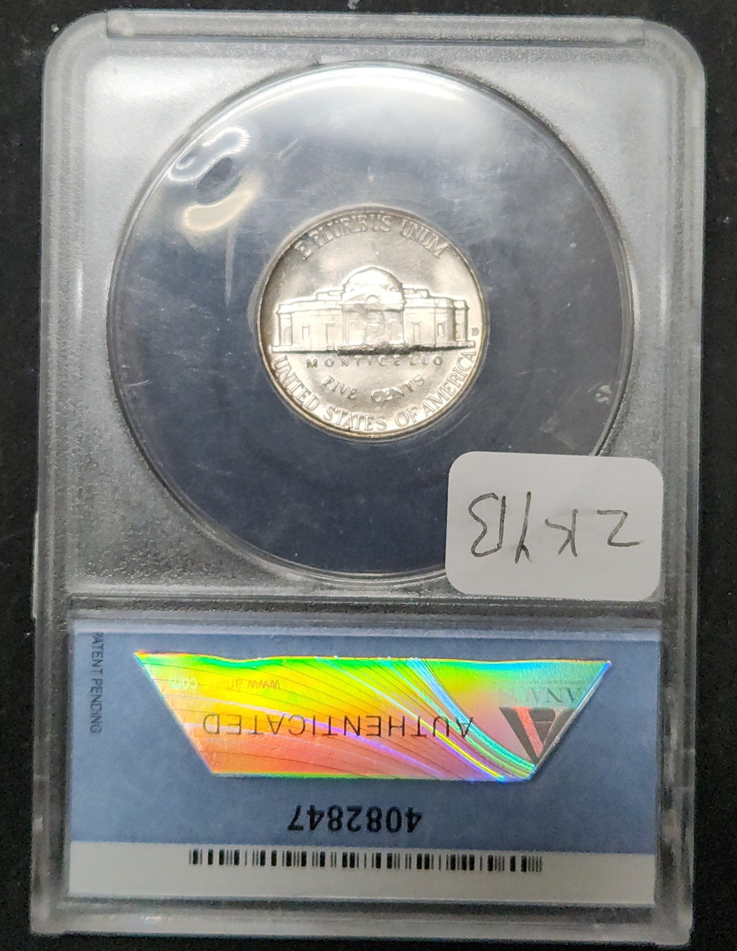 1955 D/D Jefferson Nickel MS 64 ANACS ZKYB — Reverse