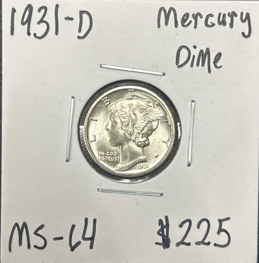 1931-D Mercury Dime 4573.64-A — Obverse
