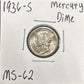 1936-S Mercury Dime 4585.62-A — Obverse