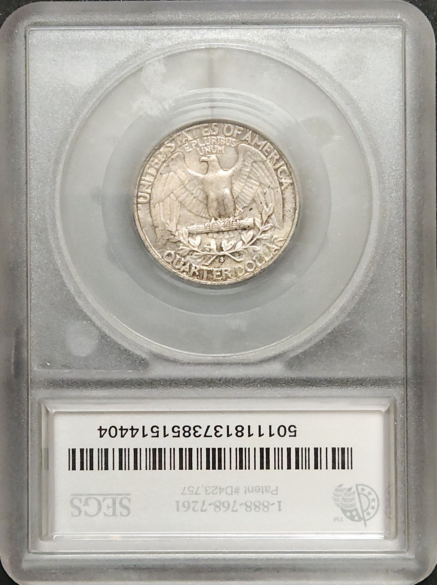 1932 S Washington Quarter XF 45 Scraped Obverse Rubberband Strips SEGS 5647.45-50111813738515144042 5647.45-A — Reverse