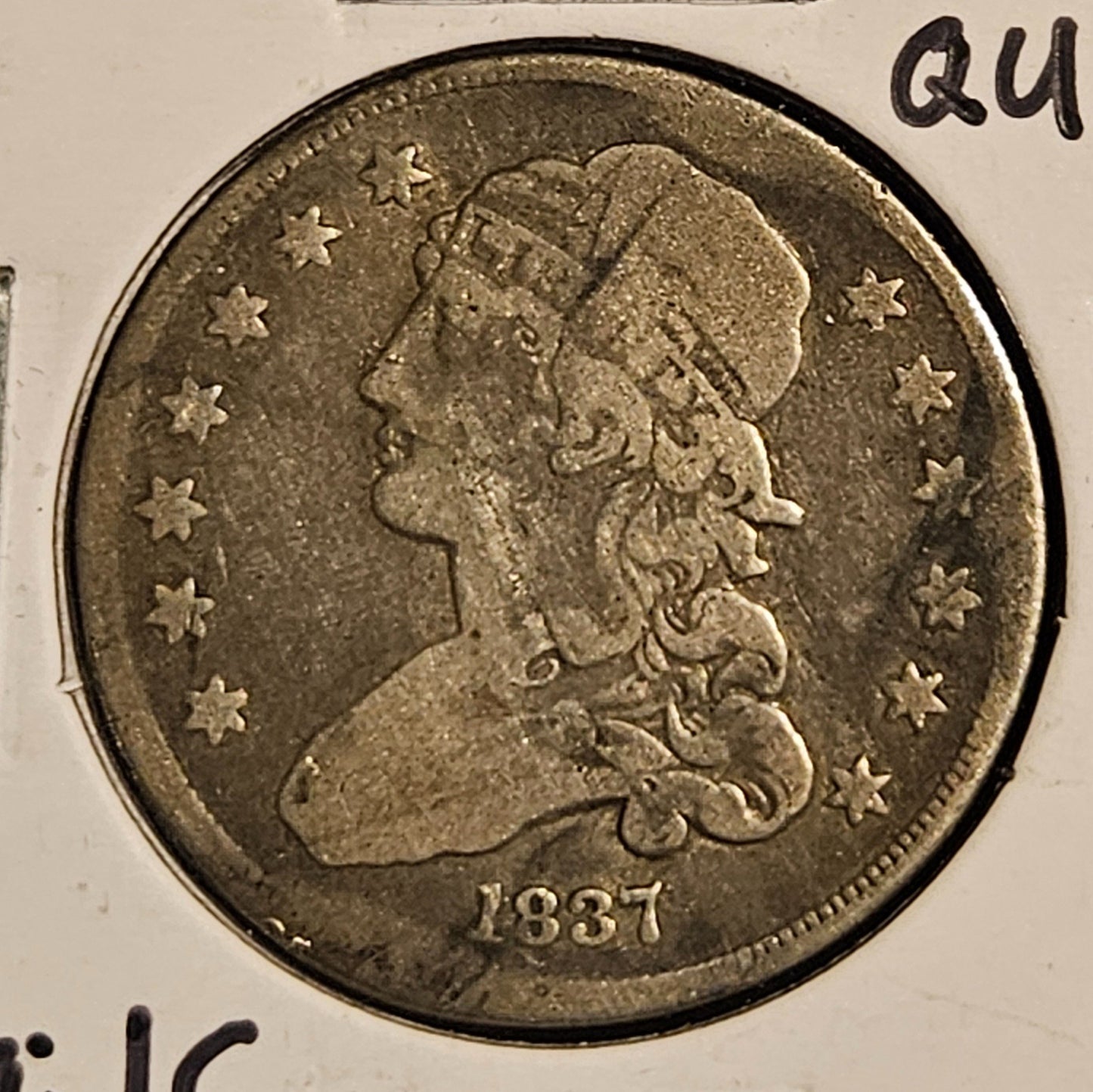 1837 Capped Bust Half Dollar Very Good Details — Edge
