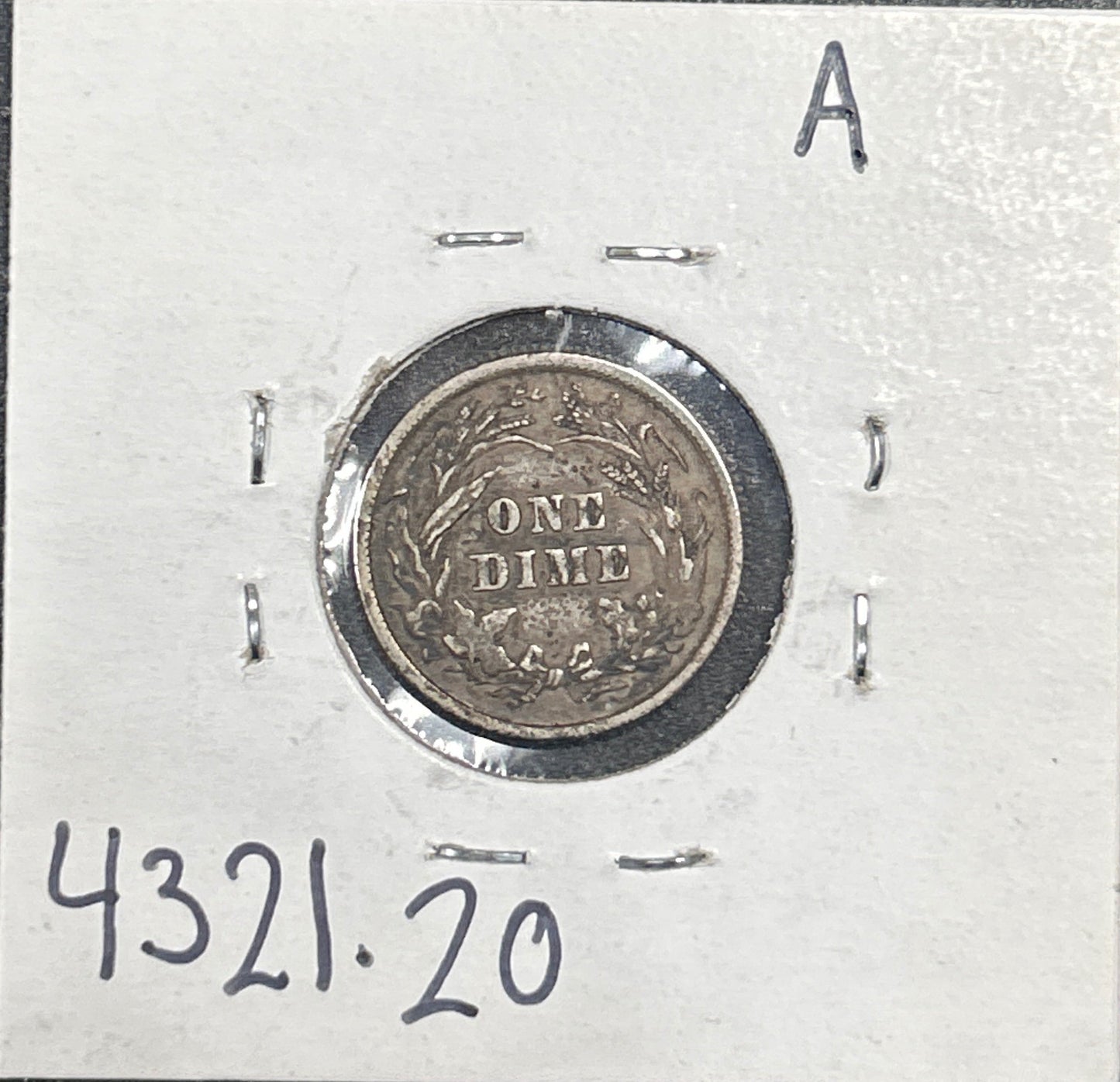 1892 Barber Dime 4321.20-A — Reverse