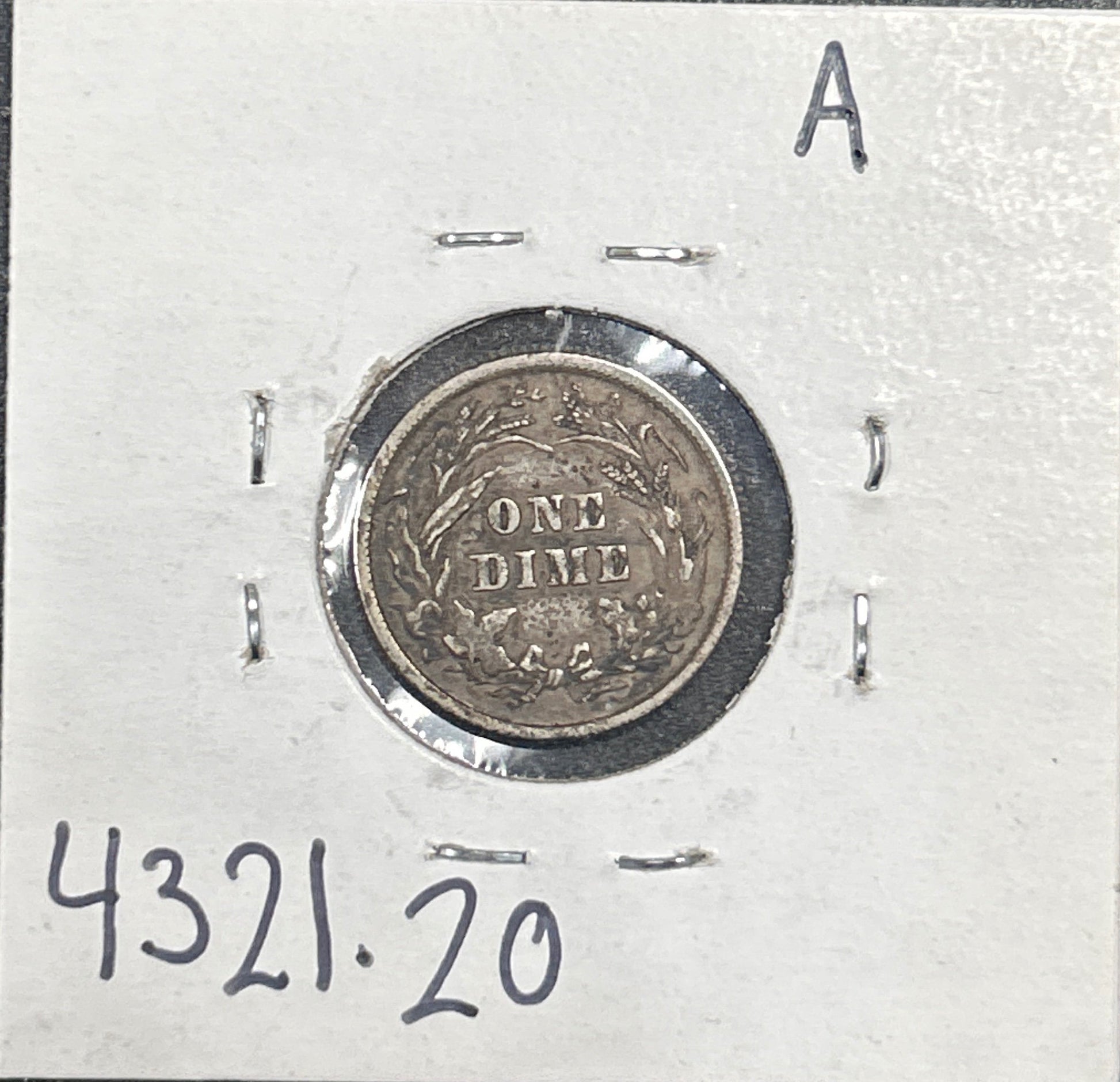 1892 Barber Dime 4321.20-A — Reverse