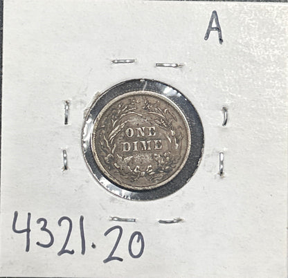1892 Barber Dime 4321.20-A — Reverse