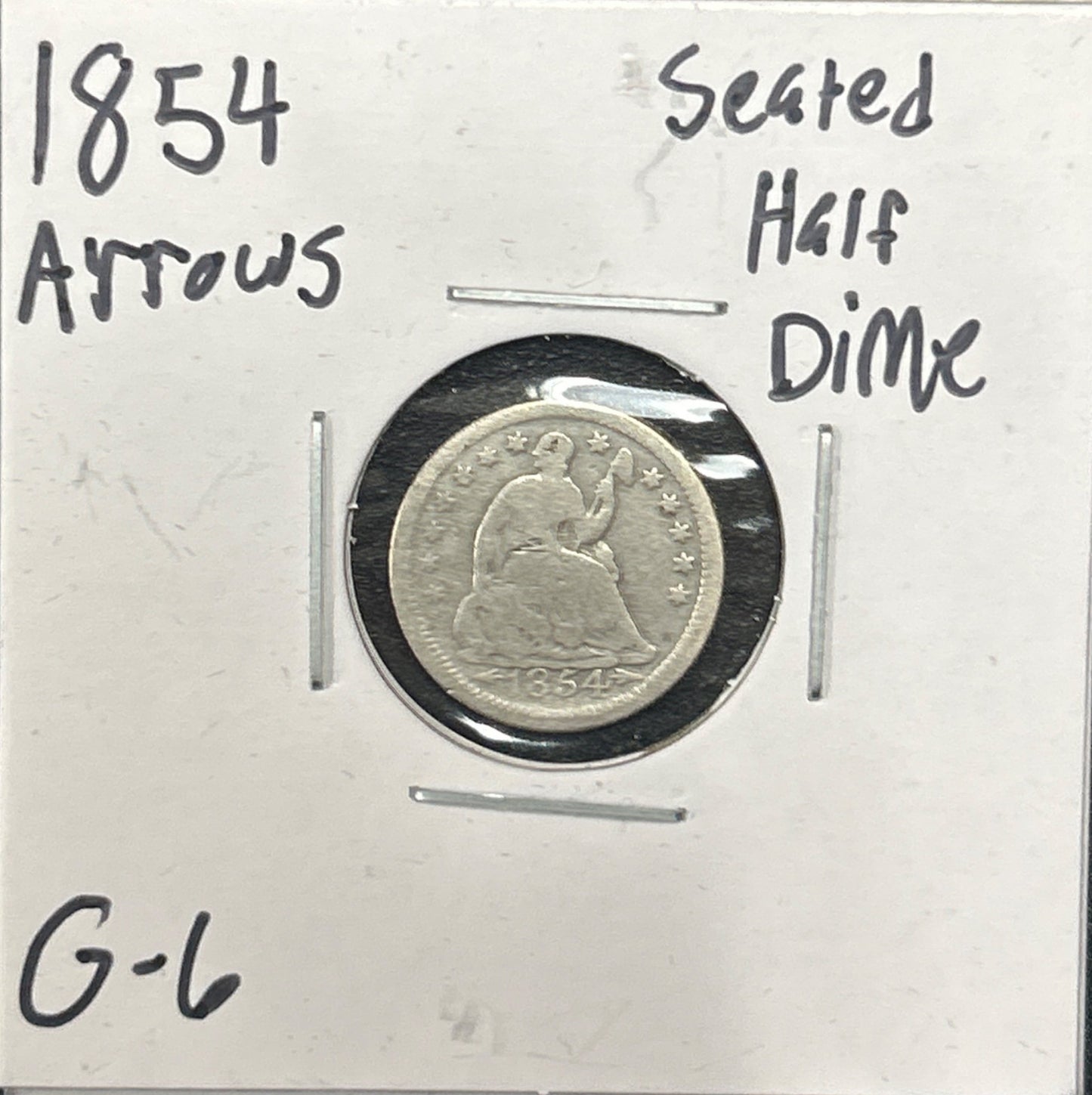 1854 Arrows Seated Half Dime 3780.6-A — Obverse