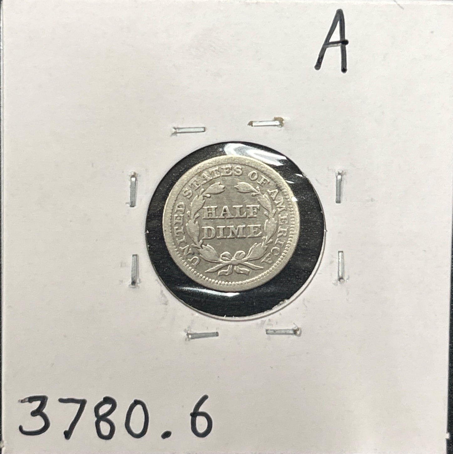 1854 Arrows Seated Half Dime 3780.6-A — Reverse