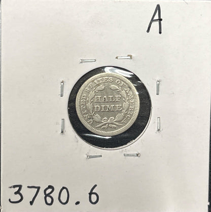 1854 Arrows Seated Half Dime 3780.6-A — Reverse