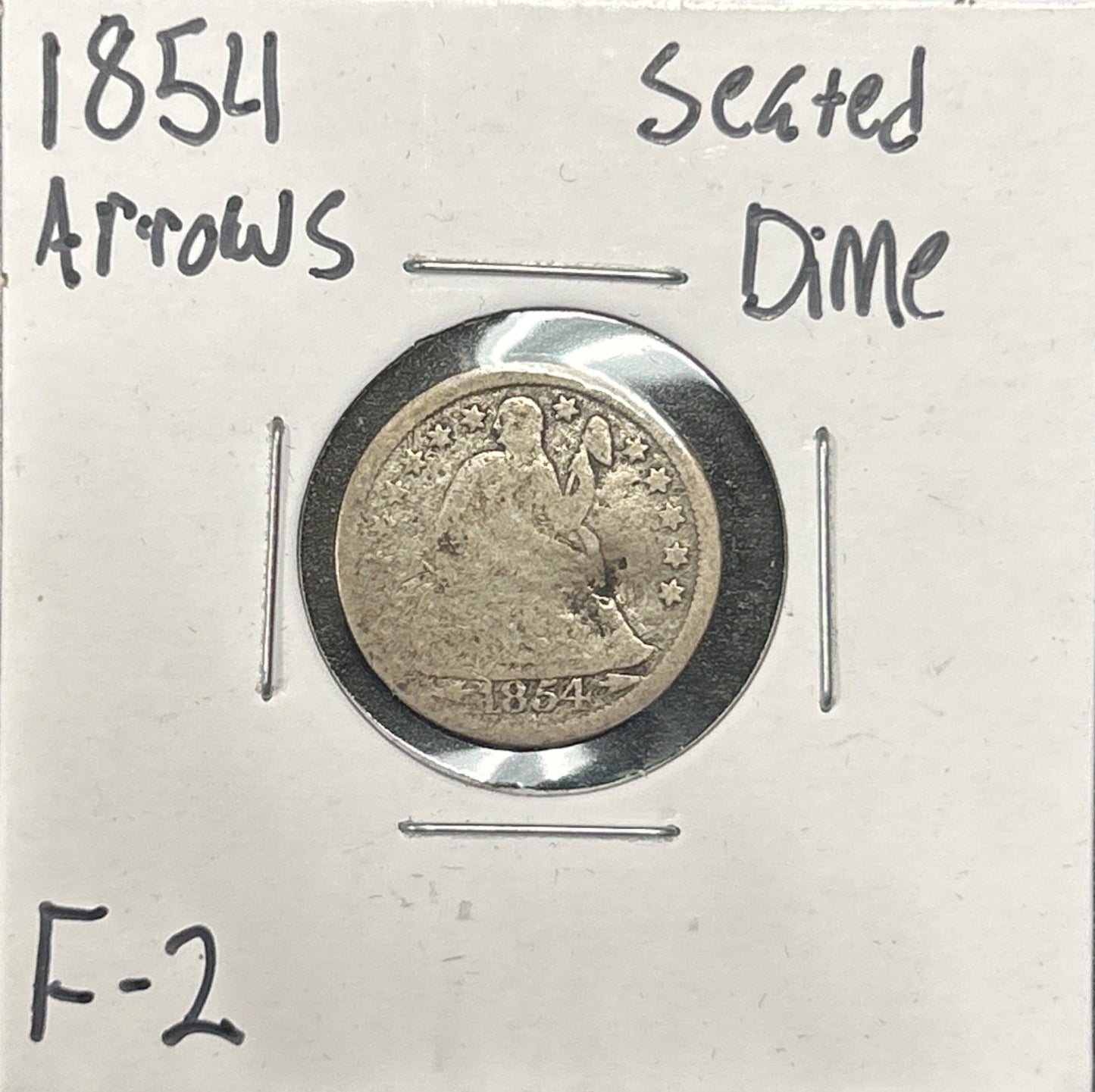 1854 Arrows Seated Dime 4046.2-A — Obverse