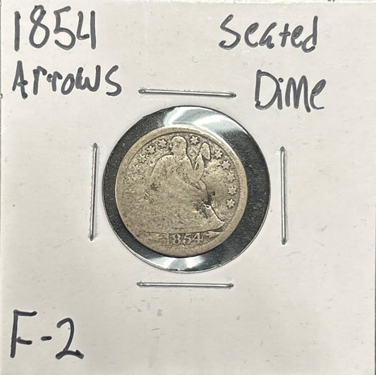 1854 Arrows Seated Dime 4046.2-A — Obverse