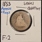 1853 Seated Liberty Quarter Arrows + Rays Fair-2 5124.2-A — Obverse